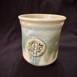 Hand-Thrown Highlands Pottery Green Glazed Mug, Unique